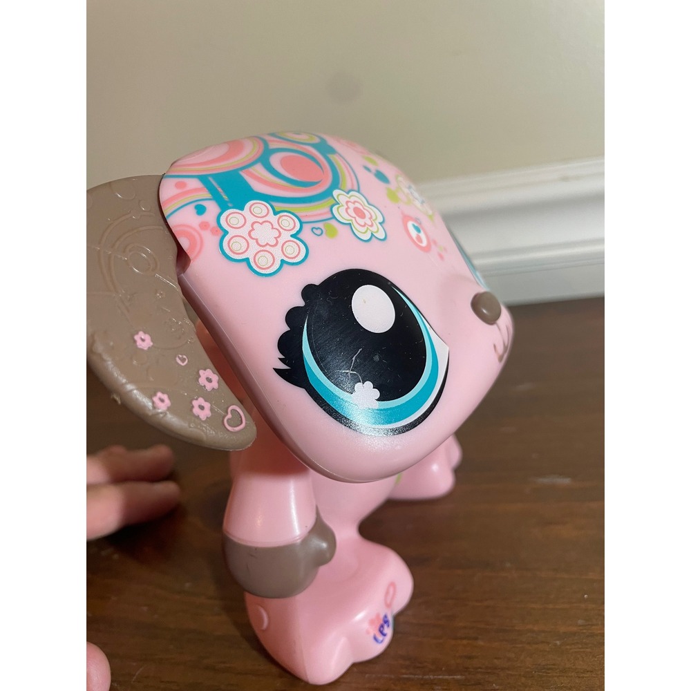 Littlest Pet Shop Deco Pet Pink Dog Large Figure Floral Swirl LPS Hasbro Toy - Picture 3 of 15